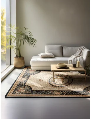 Dywan Klasyczny Herat 105993 Czarny Krem – detal krawędzi dywanu