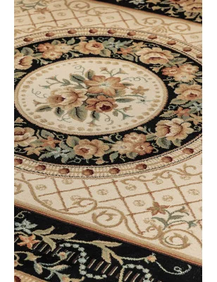 Dywan Klasyczny Herat 105993 Czarny Krem – ułożony na podłodze – pasuje do: do salonu