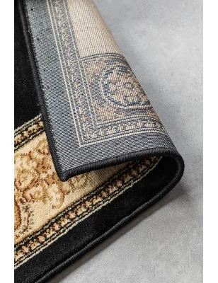 Chodnik Klasyczny Herat 105998 Czarny – zbliżenie na teksturę – idealny do: do salonu