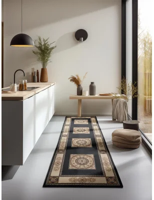 Chodnik Klasyczny Herat 105998 Czarny – detal krawędzi dywanu