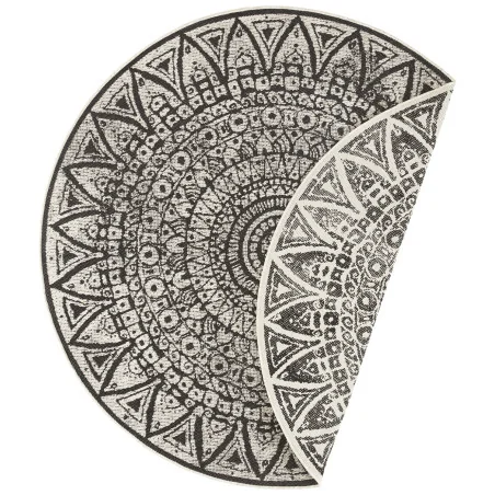 Dywan Zewnętrzny Boho Okrągły 104161 Czarny Krem – widok ogólny