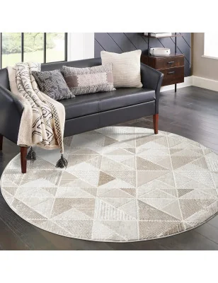 Antique 2310 – kremowy dywan okrągły z geometrycznym wzorem