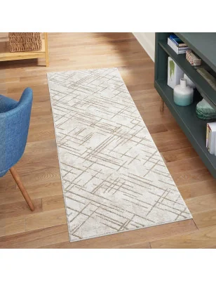 Jasny chodnik z delikatną strukturą i geometrycznym wzorem – idealny do wnętrz w stylu minimalistycznym