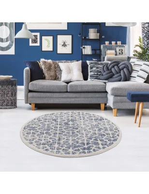 Dywan okrągły z geometrycznym wzorem Arty 12710 Niebieski
