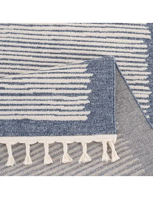Dywan w paski z frędzlami, model ARTY 22310, kolor niebieski