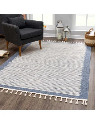 Prostokątny dywan w geometryczne paski z miękkim runem