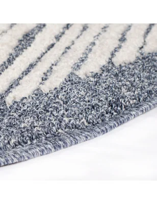 Niebieski dywan z paskami o niskim runie, model ARTY 22310
