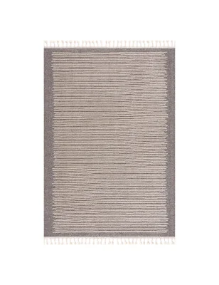 Prostokątny dywan ARTY 22310 mokka z frędzlami i poziomymi paskami