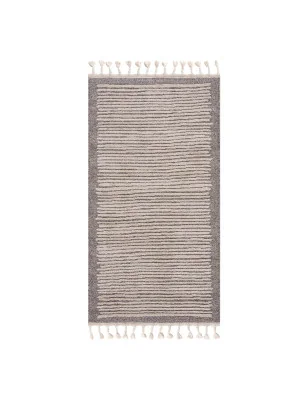 Chodnik ARTY 22310 mokka z frędzlami i wzorem poziomych pasków