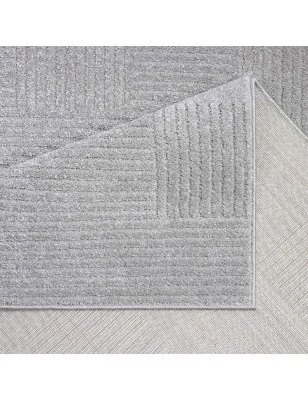 Geometryczny wzór na szarym dywanie Flaire – efekt 3D