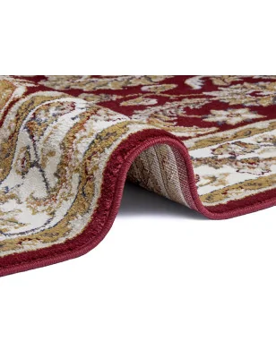 Dywan Klasyczny Luxor 105642 Czerwony Kremowy – zbliżenie na teksturę – idealny do: do przedpokoju