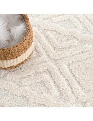 Detal geometrycznego wzoru boho na dywanie Focera 33820