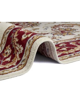 Dywan Klasyczny Luxor 105643 Kremowy Czerwony – zbliżenie na teksturę – idealny do: do przedpokoju