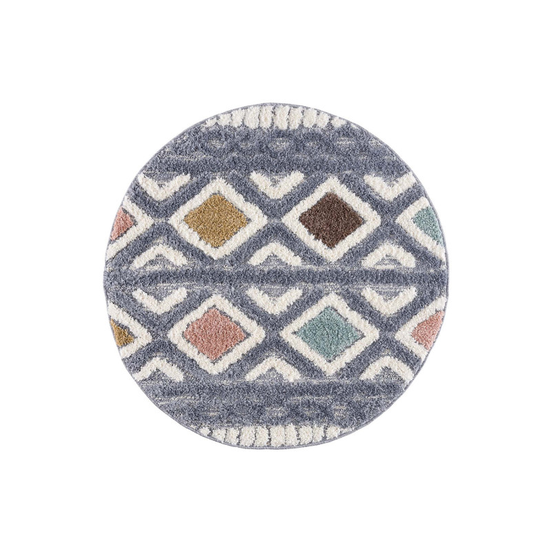 Dywan okrągły z efektem high low boho Focera 33820 Wielokolorowy