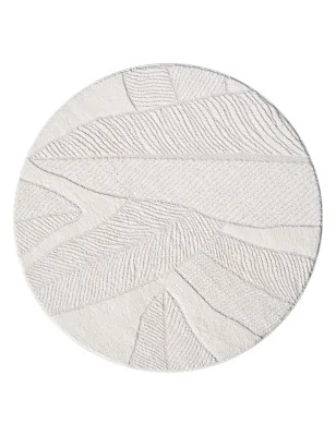 Okrągły dywan Lounia 6290 kremowy z nowoczesnym wzorem liści
