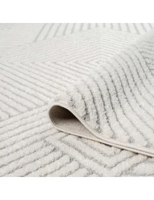 Geometryczny wzór na dywanie Lounia 6320 Szary Krem