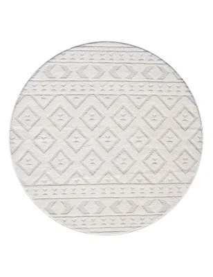 Dywan okrągły nowoczesny boho Lounia 99990 kremowy z delikatnym wzorem