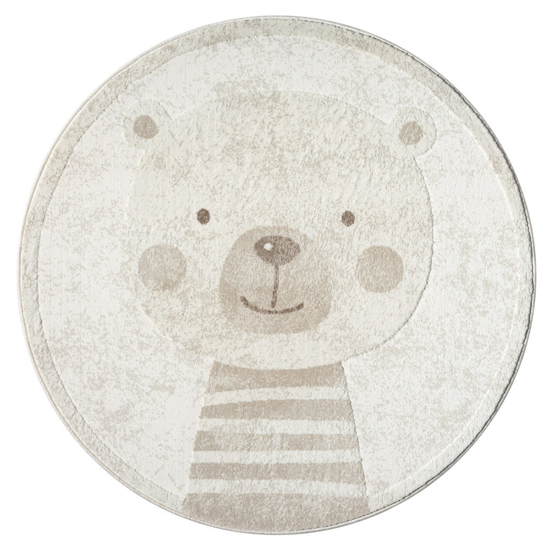 Dywan dziecięcy okrągły z motywem misia pluszowego Marva 7100 Krem Beż