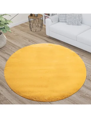Dywan Rabbit okrągły Żółty Futro Królika Topila 4000 futrzany