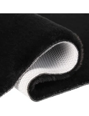 Dywanik łazienkowy Rabbit Czarny Futro Królika Topila Maty antypoślizgowy