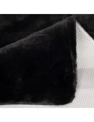 Dywanik łazienkowy Rabbit Czarny Futro Królika Topila Maty antypoślizgowy