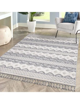 Dywan z frędzlami Cut&Loop Boho-Chic Valora 7280 Szary