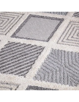 Dywan z frędzlami Cut&Loop Boho-Chic Romby Valora 7310 Szary Krem