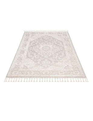 Dywan z frędzlami Cut&Loop Boho-Chic Klasyczny Valora 7320 Krem