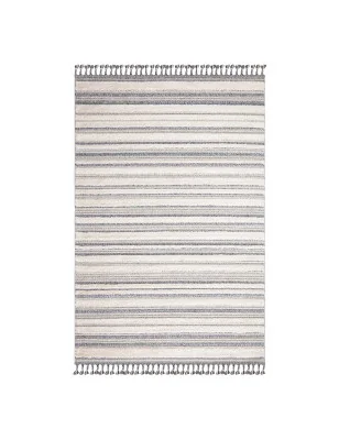 Dywan z frędzlami Cut&Loop Boho-Chic Paski Valora 8070 Szary Krem