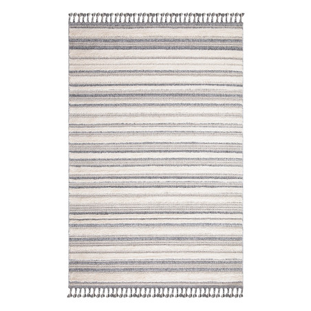 Dywan z frędzlami Cut&Loop Boho-Chic Paski Valora 8070 Szary Krem