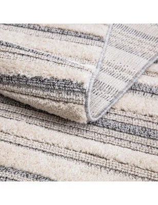 Dywan z frędzlami Cut&Loop Boho-Chic Paski Valora 8070 Szary Krem