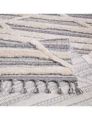 Dywan z frędzlami Cut&Loop Boho-Chic Valora 8100 Szary Krem