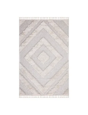 Dywan z frędzlami Cut&Loop Boho-Chic Valora 8130 Krem Szary