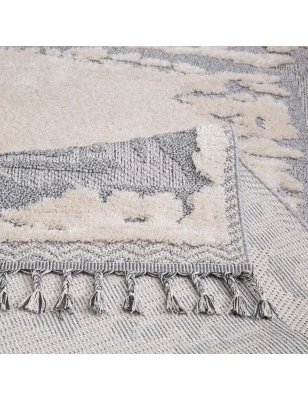 Dywan z frędzlami Cut&Loop Boho-Chic Valora 9080 Krem Szary