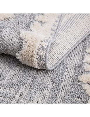 Dywan z frędzlami Cut&Loop Boho-Chic Valora 9080 Krem Szary