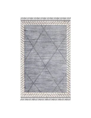 Dywan z frędzlami Cut&Loop Boho-Chic Valora 9090 Szary Krem