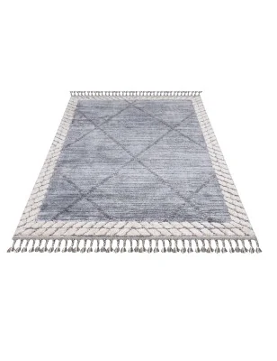 Dywan z frędzlami Cut&Loop Boho-Chic Valora 9090 Szary Krem