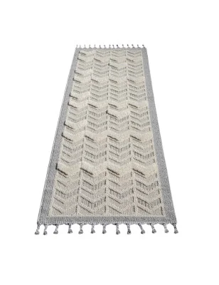 Dywan z frędzlami Cut&Loop Boho-Chic Valora 9200 Szary