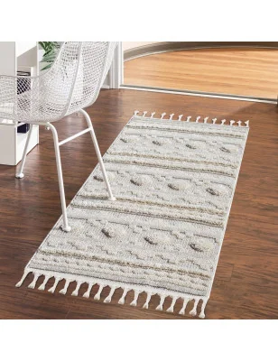 Dywan z frędzlami Cut&Loop Boho-Chic Valora 9300 Szary Krem