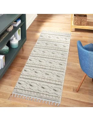 Dywan z frędzlami Cut&Loop Boho-Chic Valora 9300 Szary Krem