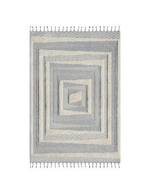 Dywan z frędzlami Cut&Loop Boho-Chic Valora 9400 Szary Krem