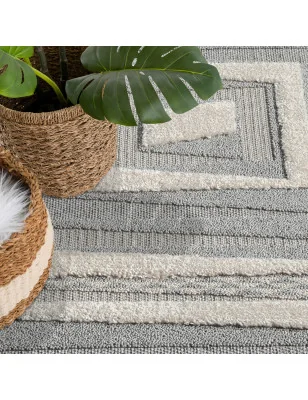 Dywan z frędzlami Cut&Loop Boho-Chic Valora 9400 Szary Krem