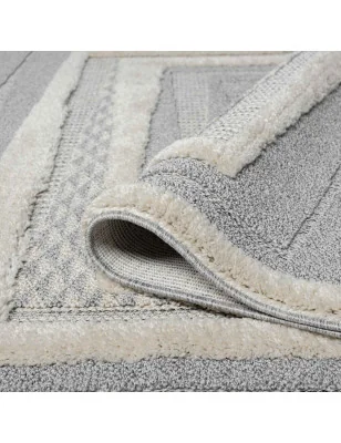 Dywan z frędzlami Cut&Loop Boho-Chic Valora 9400 Szary Krem