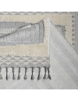 Dywan z frędzlami Cut&Loop Boho-Chic Valora 9400 Szary Krem