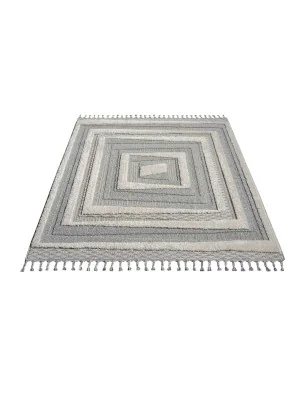 Dywan z frędzlami Cut&Loop Boho-Chic Valora 9400 Szary Krem