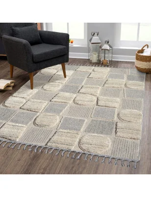 Dywan z frędzlami Cut&Loop Boho-Chic Valora 9500 Szary