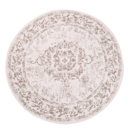 Funkcjonalny dywan okrągły na zewnątrz i do wnętrz, dwustronny DUO 55770 Krem