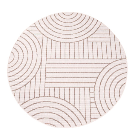 Funkcjonalny dywan okrągły na zewnątrz i do wnętrz, dwustronny DUO 58420 Krem