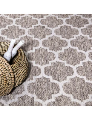 Dywan okrągły na zewnątrz i do wnętrz koniczynka Sunny 4620 Beż Krem