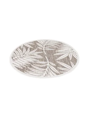 Dywan okrągły na zewnątrz i do wnętrz roślinny Sunny 4680 Szary Krem